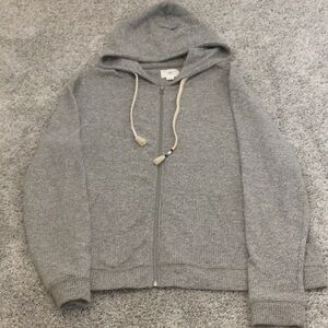 Gray Hooded Zip-Up Sweater